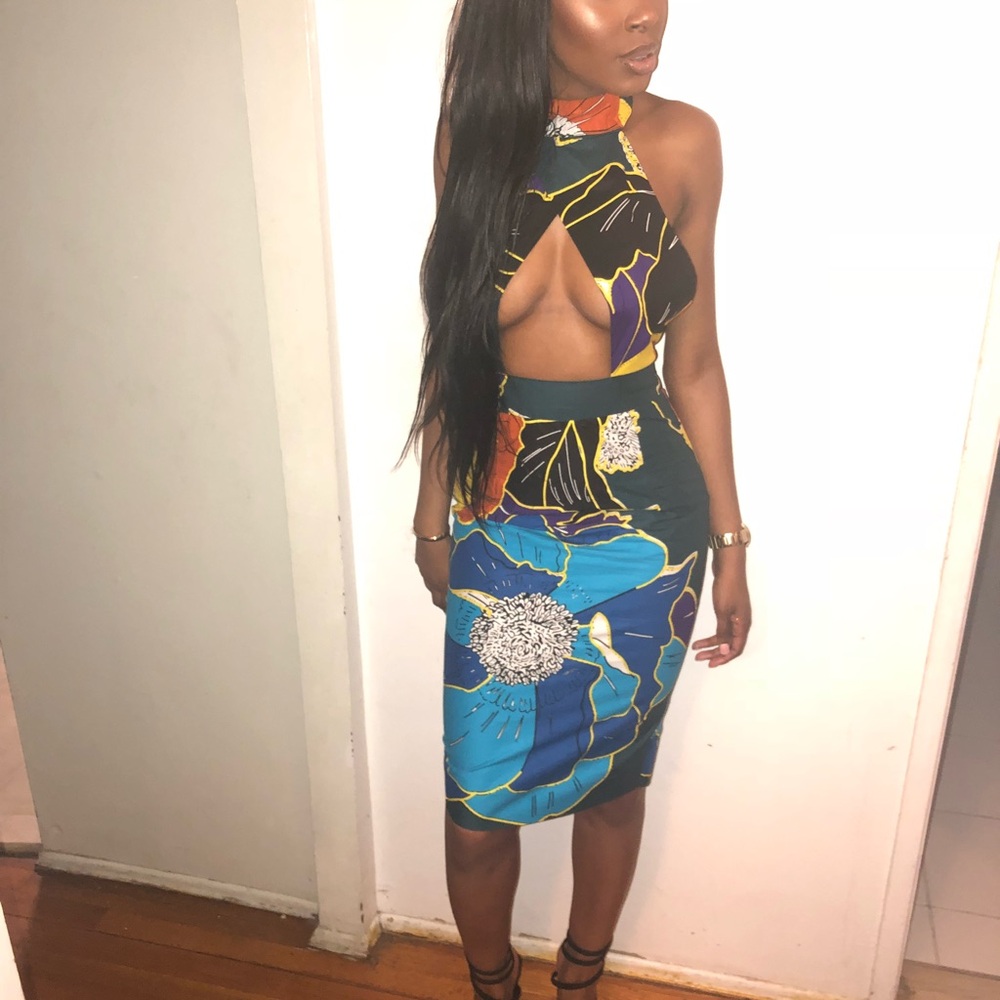 Custom Vibrant Multicolor Cut-Out Dress